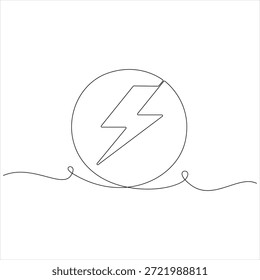 Icono de relámpago continuo de una línea Vector de energía eléctrica mínimo