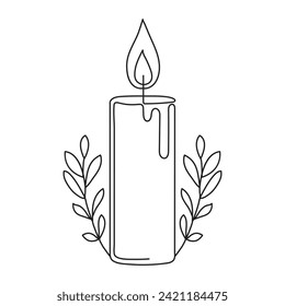 continuous One line lightning candle symbol concept and Silhouette vector art illustration design.

