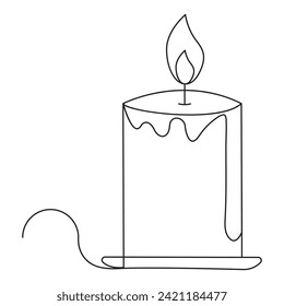 continuous One line lightning candle symbol concept and Silhouette vector art illustration design.
