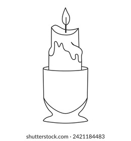 continuous One line lightning candle symbol concept and Silhouette vector art illustration design.
