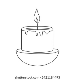 continuous One line lightning candle symbol concept and Silhouette vector art illustration design.
