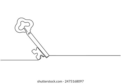 Continuous One line lock Keys on ring outline vector art illustration