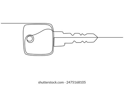 Continuous One line lock Keys on ring outline vector art illustration