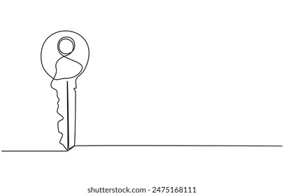 Continuous One line lock Keys on ring outline vector art illustration