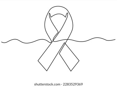 Continuous one line logo design charity badge ribbon vector illustration concept