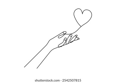 
Continuous one line love shape drawing of valentine day outline vector icon

