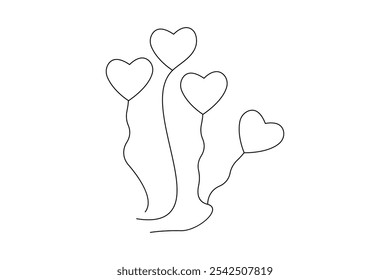 
Dibujo continuo de una línea de la forma del amor del icono del Vector del contorno del día de San Valentín

