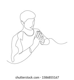 Continuous one line man in a confident pose. Vector stock illustration.