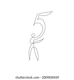 continuous one line man with number