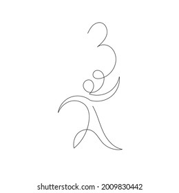 continuous one line man with number