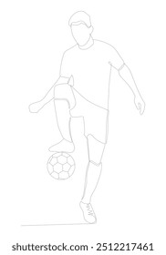 Continuous one line a Man With Soccer Ball.