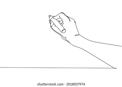 Continuous one line of marker in hand in silhouette business concept on a white background. Linear stylized.Minimalist.