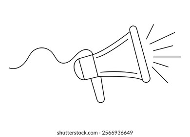 Continuous one line megaphone drawing of speaker horn vector icon