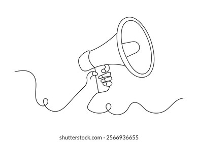 Continuous one line megaphone drawing of speaker horn vector icon