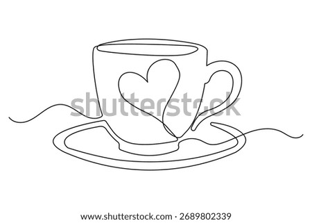 Continuous one line minimalist drawing of coffee and cups symbol