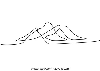 Continuous One Line Mountain Hills Drawing Stock Vector (Royalty Free ...