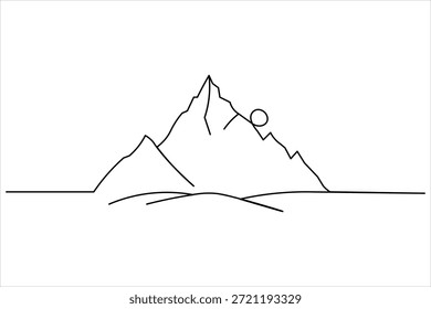 Ilustração contínua de pico de montanha de uma linha, arte vetor de cumeeira de natureza minimalista