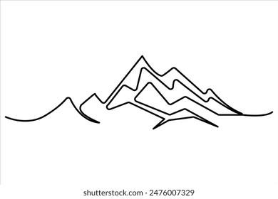 Ilustración de Arte vectorial de contorno de paisaje de cordillera de una línea continua 