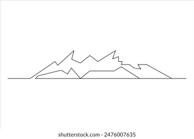 Continuous one line mountain range landscape outline vector art illustration 
