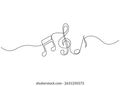 Continuous One Line Music Note Icon Minimalist Vector Illustration

