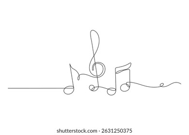 Ilustração Vetorial Minimalista do Ícone de Nota de Música de Uma Linha Contínua

