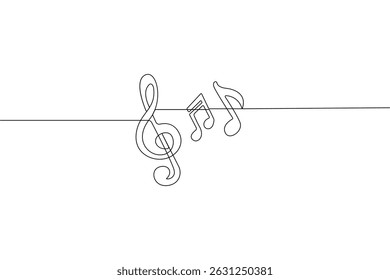 Continuous One Line Music Note Icon Minimalist Vector Illustration

