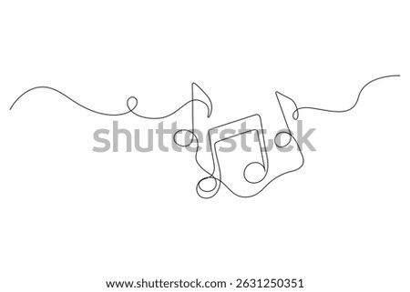 Continuous One Line Music Note Icon Minimalist Vector Illustration

