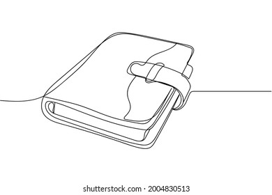 Continuous one line of notebook in silhouette on a white background. Linear stylized.Minimalist.