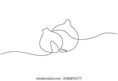 Continuous one line onion for grocery store, Continuous one line drawing of onion for grocery store. One line drawing illustration of red onion vegetable.