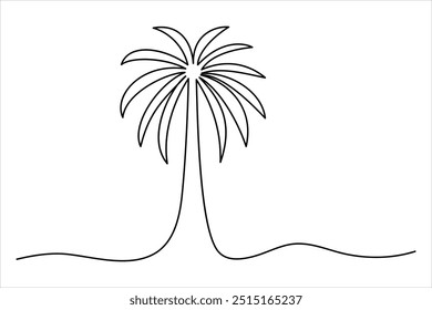 
Continuous one line palm tree drawing Isolated on white background vector illustration

