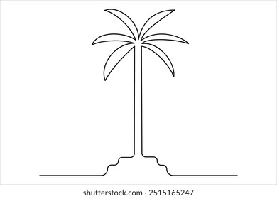 
Continuous one line palm tree drawing Isolated on white background vector illustration


