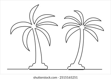 
Continuous one line palm tree drawing Isolated on white background vector illustration

