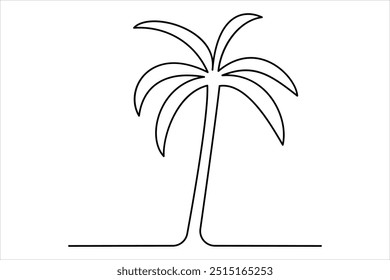 
Continuous one line palm tree drawing Isolated on white background vector illustration

