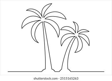 
Continuous one line palm tree drawing Isolated on white background vector illustration

