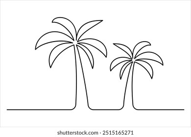 
Continuous one line palm tree drawing Isolated on white background vector illustration

