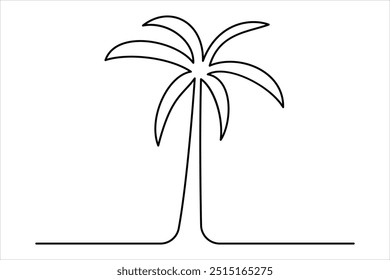 
Desenho contínuo de uma palmeira de uma linha Isolado no vetor de fundo branco ilustração


