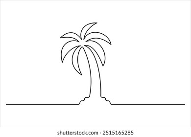 
Continuous one line palm tree drawing Isolated on white background vector illustration

