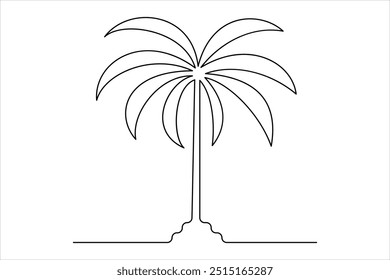 
Continuous one line palm tree drawing Isolated on white background vector illustration

