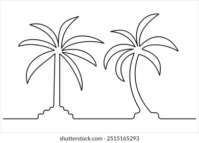 
Continuous one line palm tree drawing Isolated on white background vector illustration

