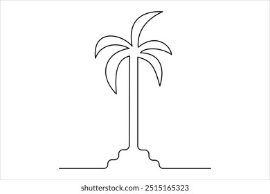 
Continuous one line palm tree drawing Isolated on white background vector illustration

