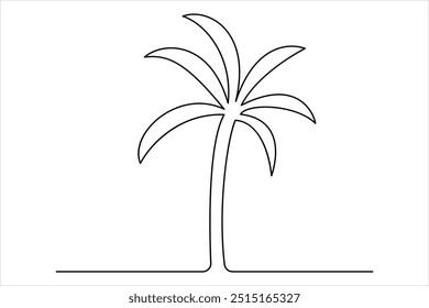 
Dibujo continuo de una línea de la palmera aislado en la Ilustración vectorial del fondo blanco

