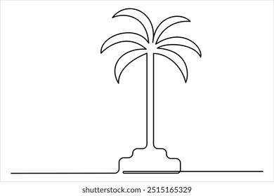 
Dibujo continuo de una línea de la palmera aislado en la Ilustración vectorial del fondo blanco

