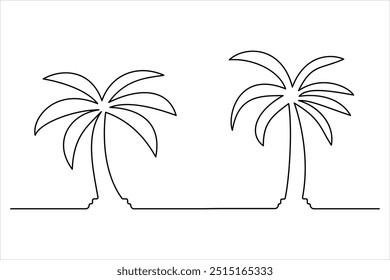 
Continuous one line palm tree drawing Isolated on white background vector illustration


