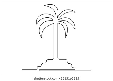 
Continuous one line palm tree drawing Isolated on white background vector illustration

