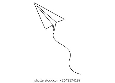 Continuous one line Paper plane concept outline isolated on white background illustration
