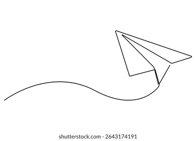 Continuous one line Paper plane concept outline isolated on white background illustration
