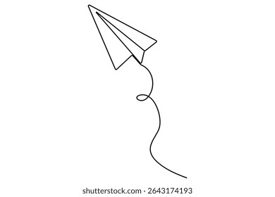 Continuous one line Paper plane concept outline isolated on white background illustration

