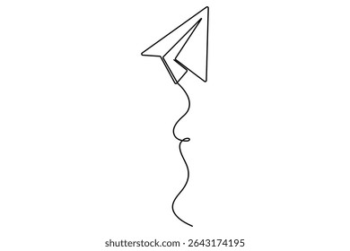 Continuous one line Paper plane concept outline isolated on white background illustration

