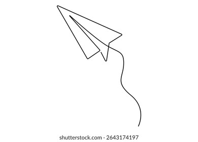 Continuous one line Paper plane concept outline isolated on white background illustration
