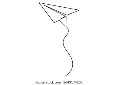 Continuous one line Paper plane concept outline isolated on white background illustration
